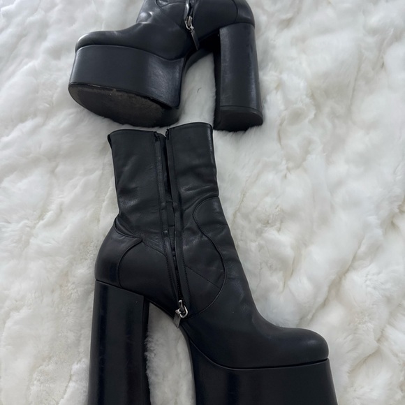 Saint Laurent Billy Black Leather Platform Ankle Heel Boot Size EU 38 - Picture 3 of 5
